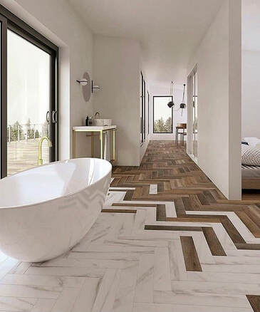 incorporate timber and tile bathroom floor