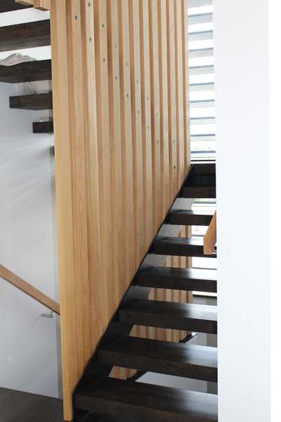 engineered oak flooring stair tread close up